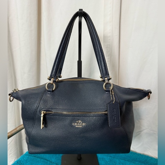 Coach Prarie Navy Blue Pebble Leather #58874 Convertible Shoulder/Crossbody Bag - Picture 1 of 17